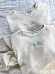 MOM / MAMA – Embroidered Elevated Fleece | Pink or Blue Thread Little Mama Shirt Shop LLC