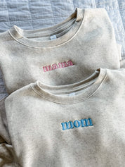 MOM / MAMA – Embroidered Elevated Fleece | Pink or Blue Thread Little Mama Shirt Shop LLC