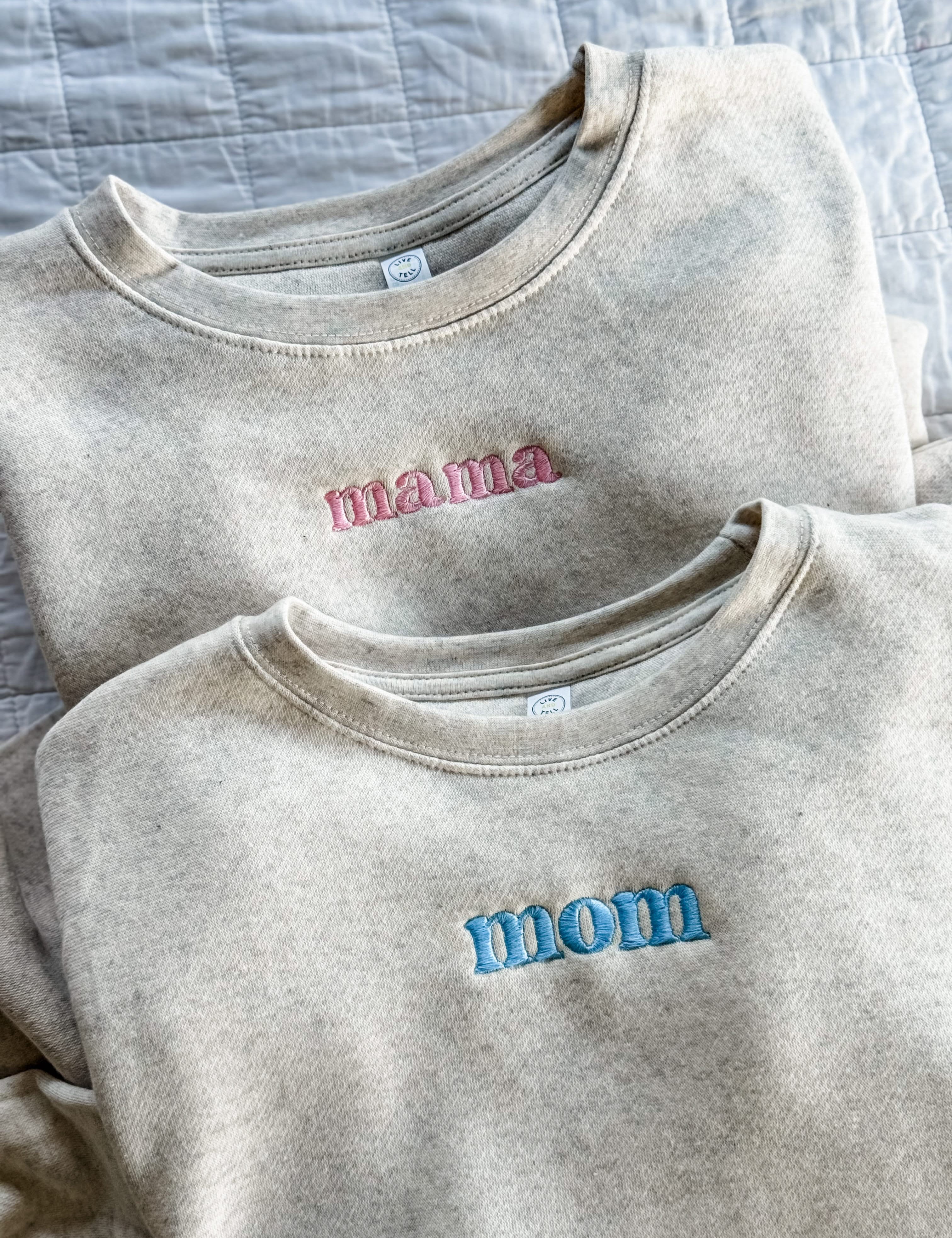  MAMA – Embroidered Elevated Fleece | Pink or Blue Thread Little Mama Shirt Shop LLC