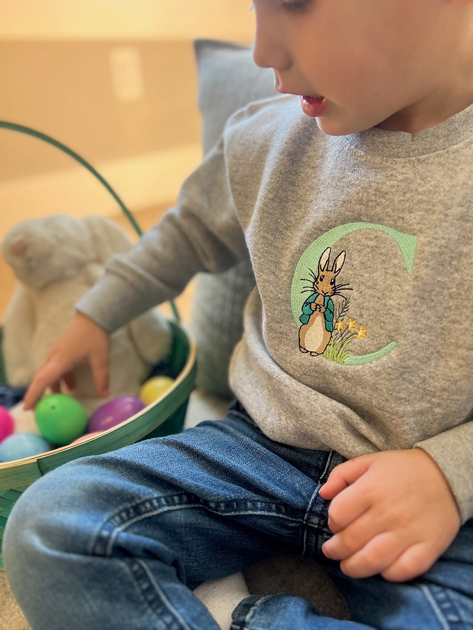 Embroidered Child Sweater - Hoppy Initials Little Mama Shirt Shop LLC
