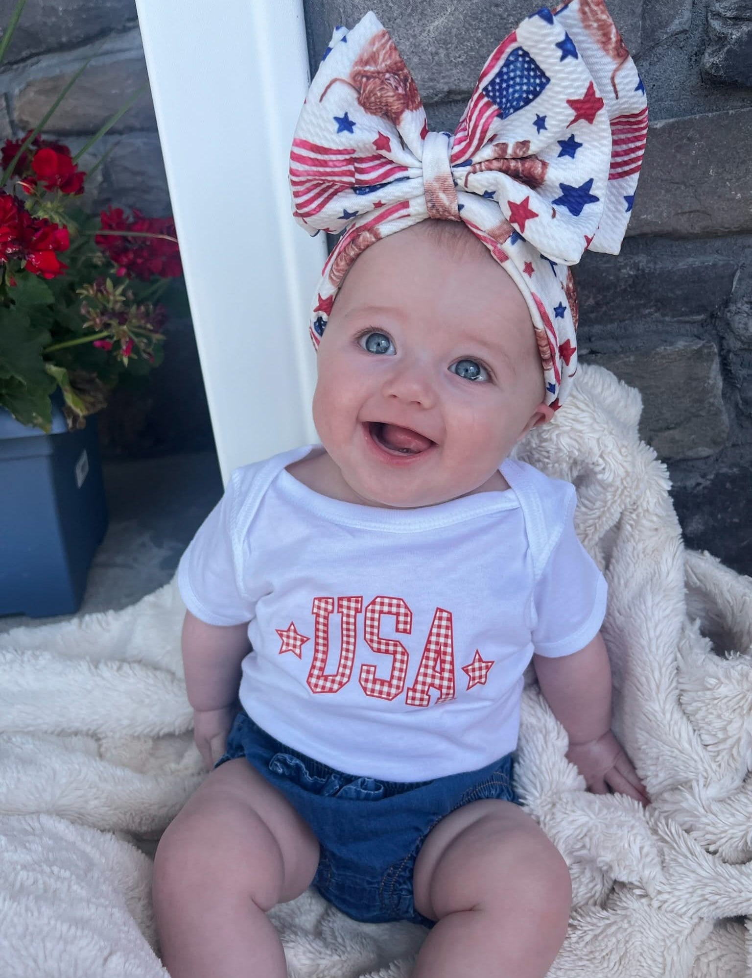 USA Gingham Tee - Child Red White & Blue Patriotic Shirt | Little Mama Shirt Shop Little Mama Shirt Shop