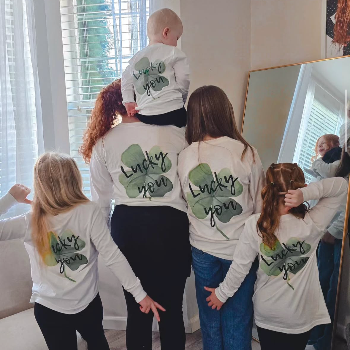 Watercolor Lucky You (pf&b) - LONG SLEEVE Comfort Colors Tee Little Mama Shirt Shop