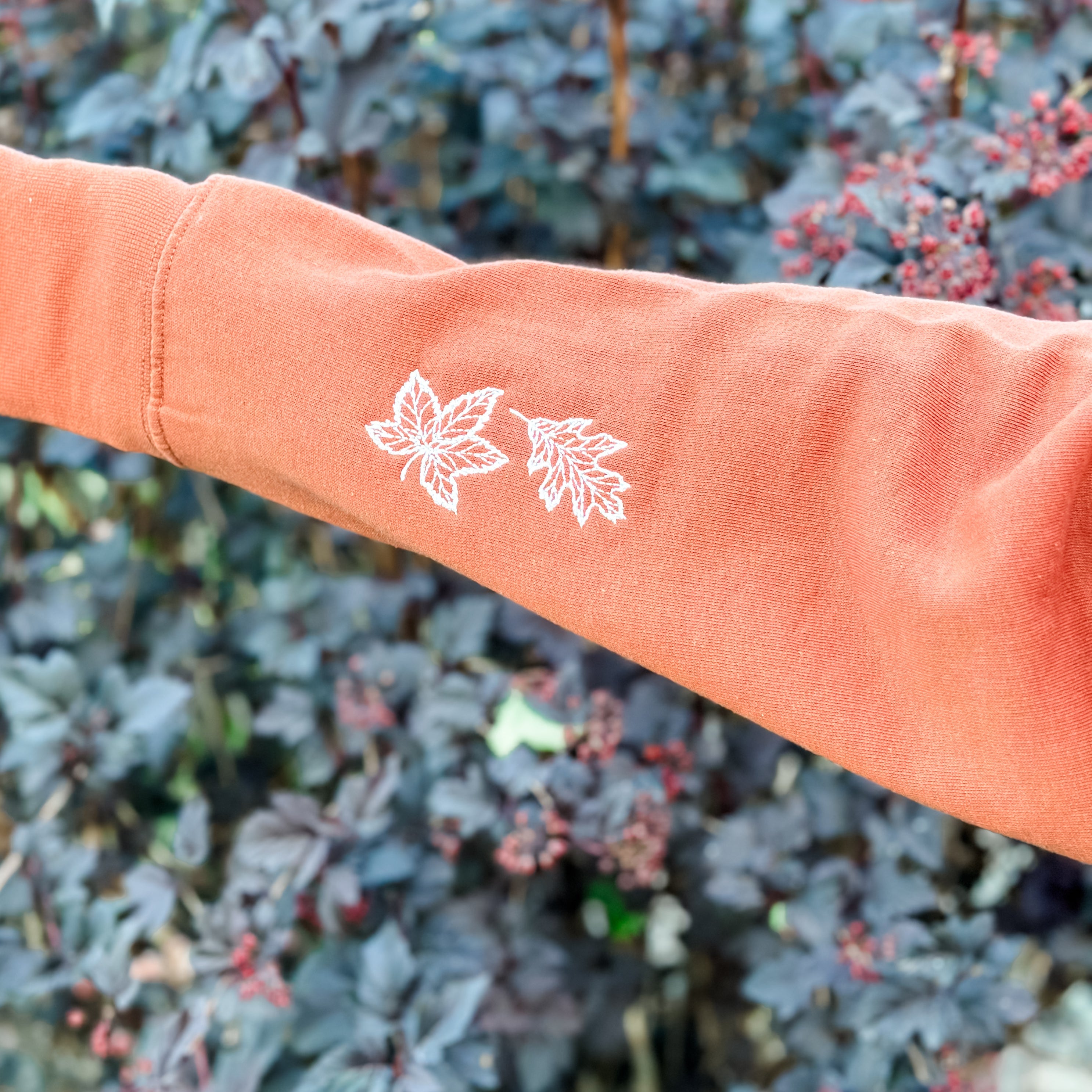 Copper Quarter Zip Fleece - Fall in Love with the Simple Things -  (Leaves on sleeve) Little Mama Shirt Shop LLC