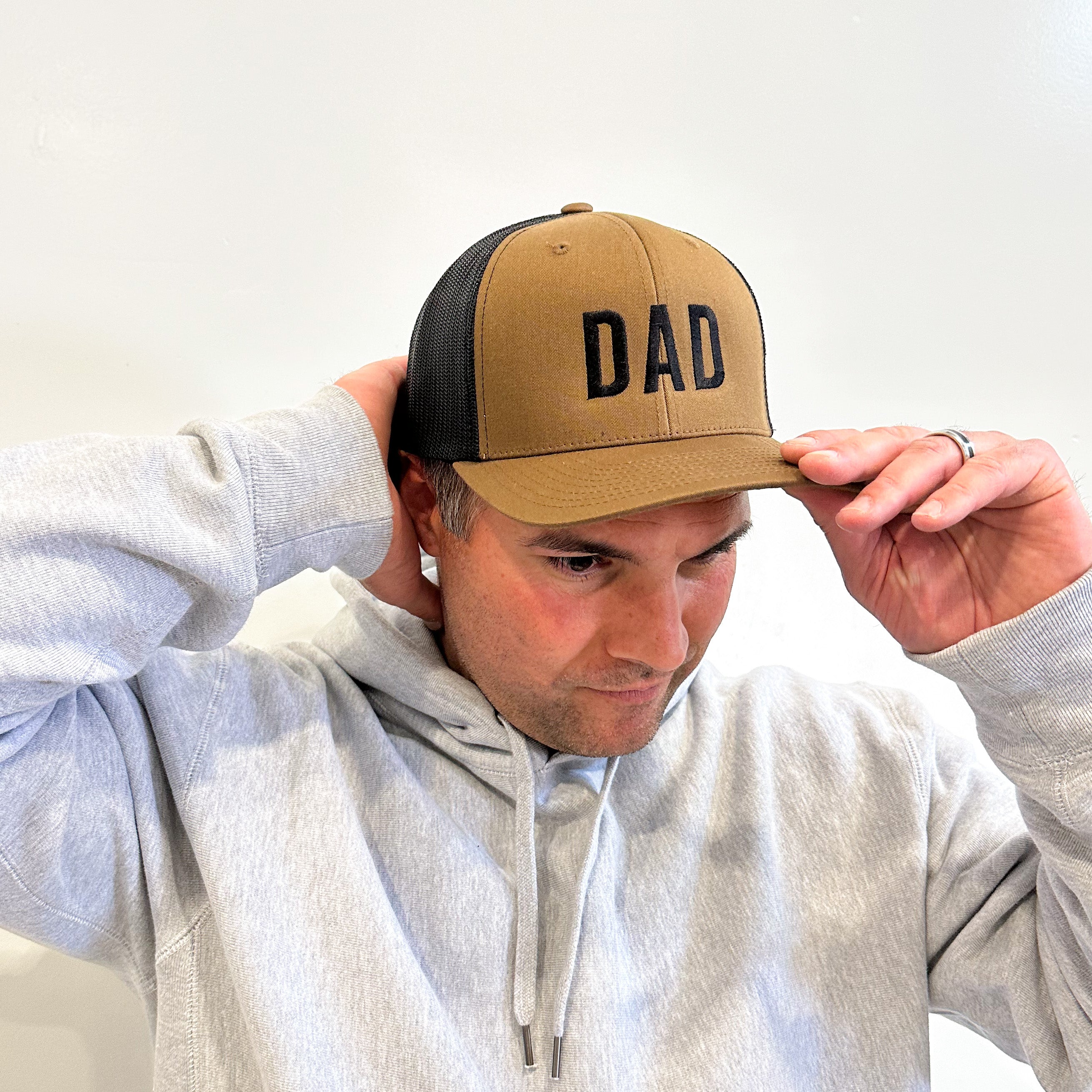 DAD (Classic) - Brown/Black Hat w/ Black Thread - Snapback Little Mama Shirt Shop
