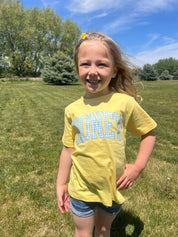 Girls Butter Yellow with Blue Gingham Phrase - Child Tee | Little Mama Shirt Shop Little Mama Shirt Shop LLC
