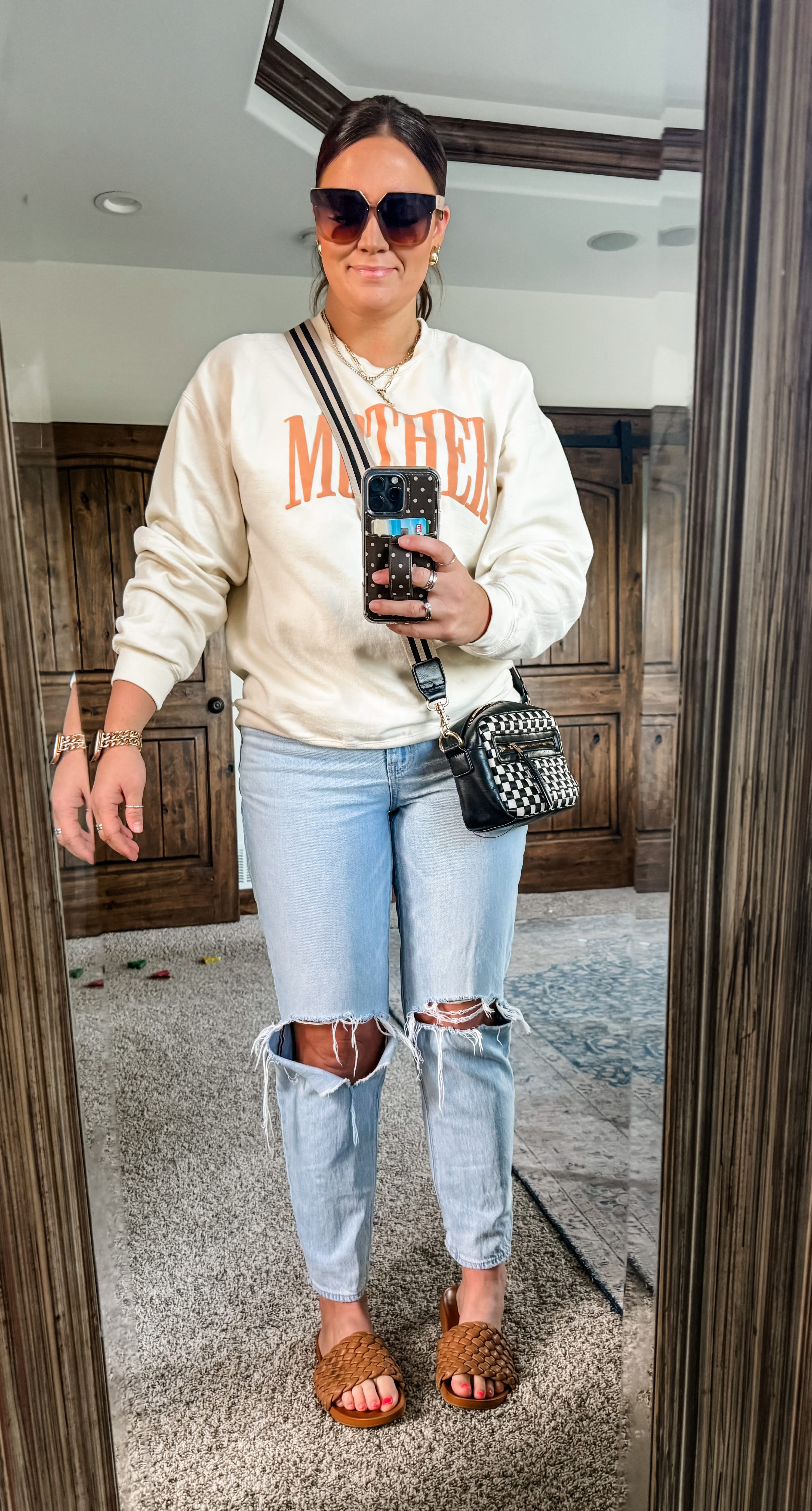 MOTHER - Coral Puff Print - Basic Fleece Little Mama Shirt Shop LLC