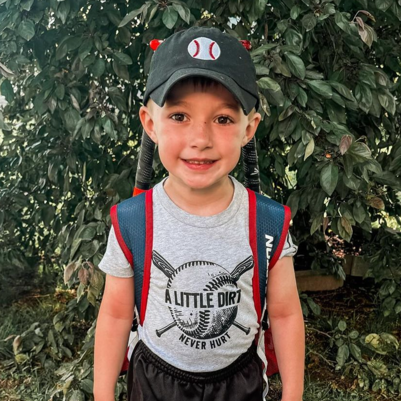 CHILD SIZE Baseball Cap - Black w/ Solid Baseball Little Mama Shirt Shop