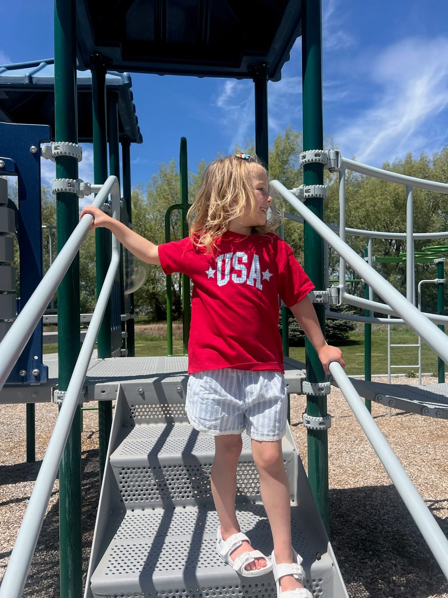 USA Gingham Tee - Child Red White & Blue Patriotic Shirt | Little Mama Shirt Shop Little Mama Shirt Shop