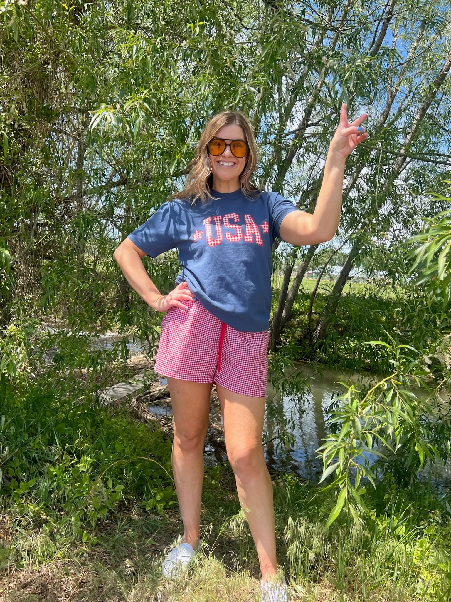 USA Gingham Tee- Red, White, & Blue Patriotic Comfort Colors Shirt | Little Mama Shirt Shop Little Mama Shirt Shop LLC