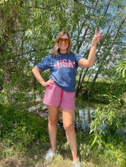 USA Gingham Tee- Red, White, & Blue Patriotic Comfort Colors Shirt | Little Mama Shirt Shop Little Mama Shirt Shop LLC