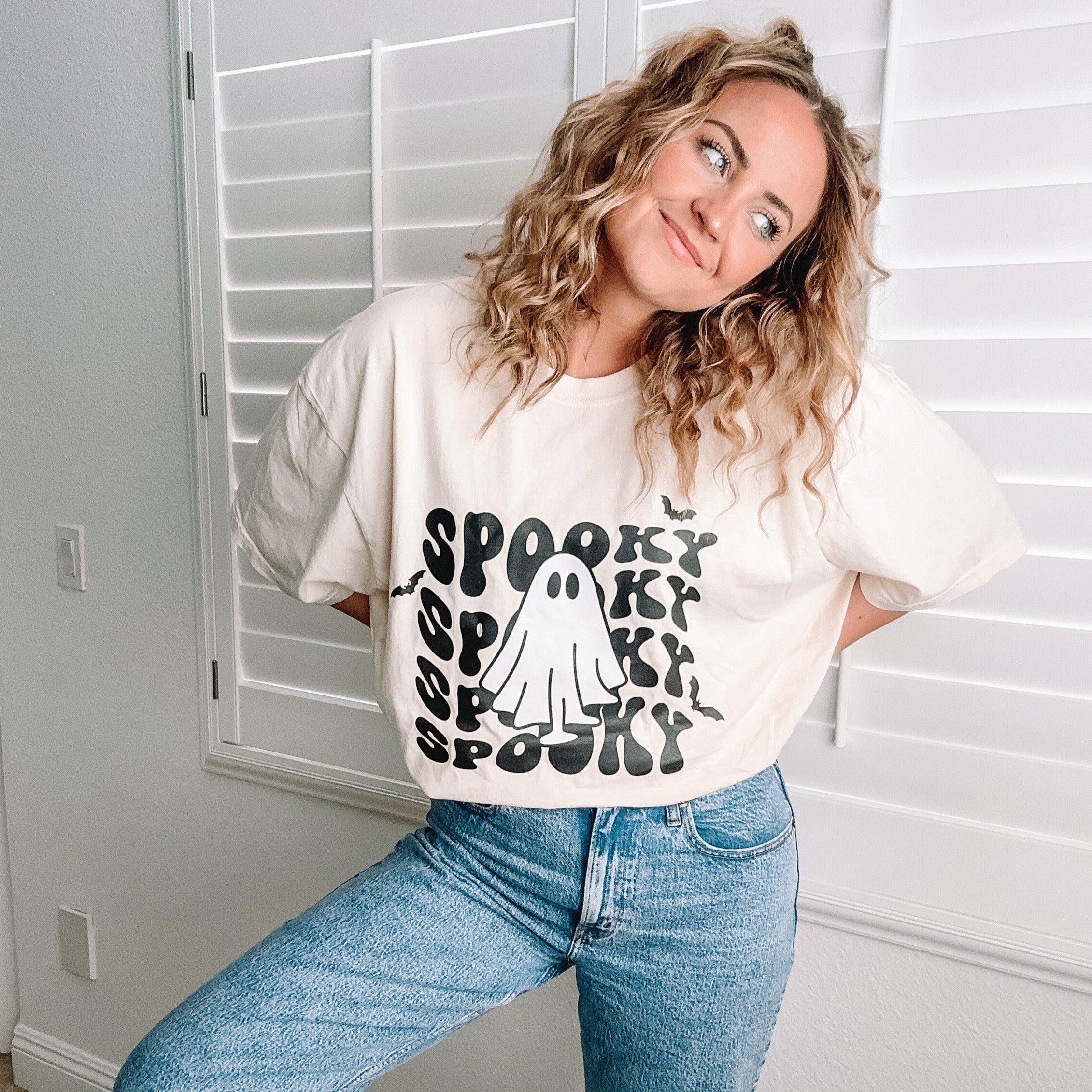 Spooky Ghost - Comfort Colors Tee Little Mama Shirt Shop