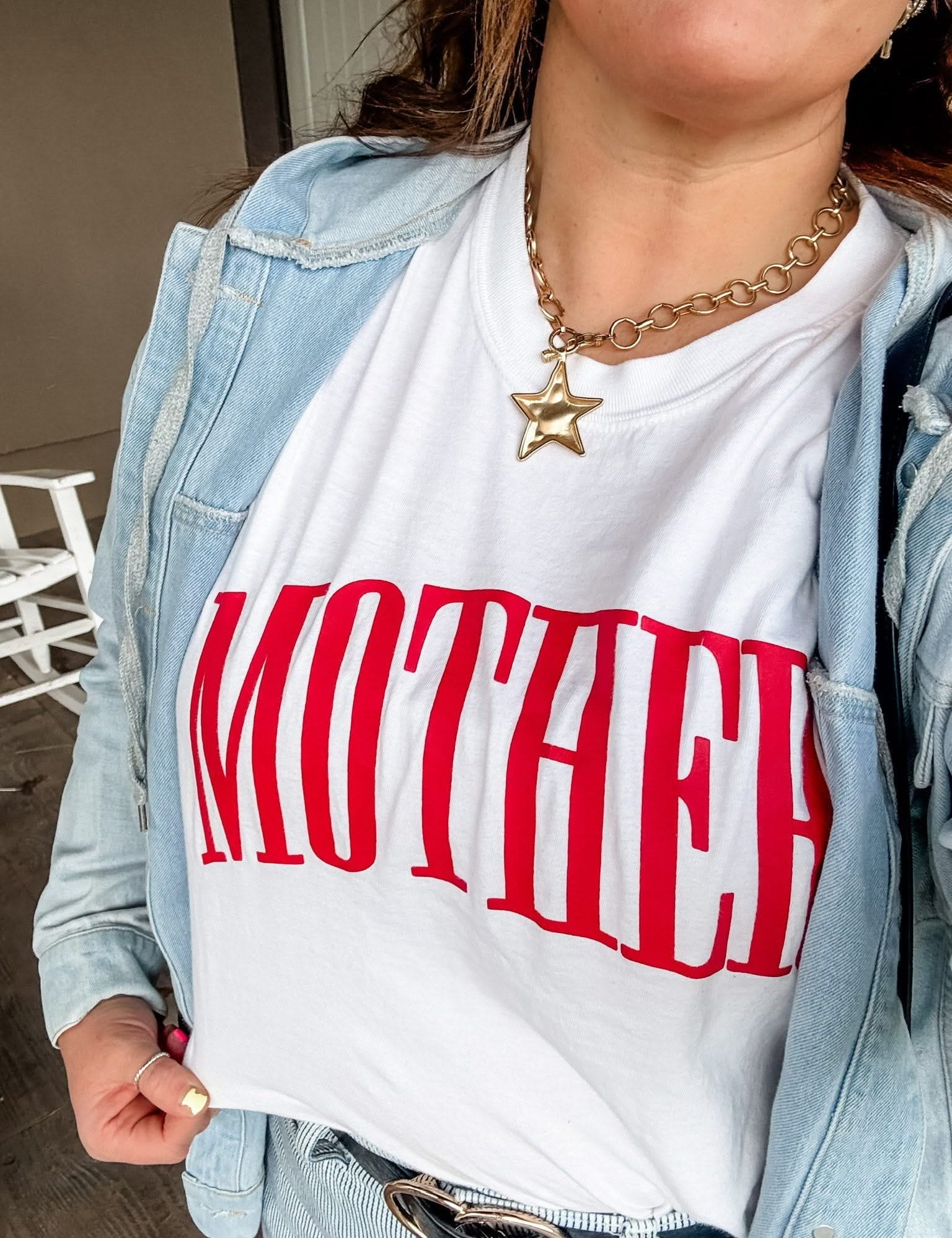 MOTHER - Red Puff Print - Comfort Colors Tee Little Mama Shirt Shop
