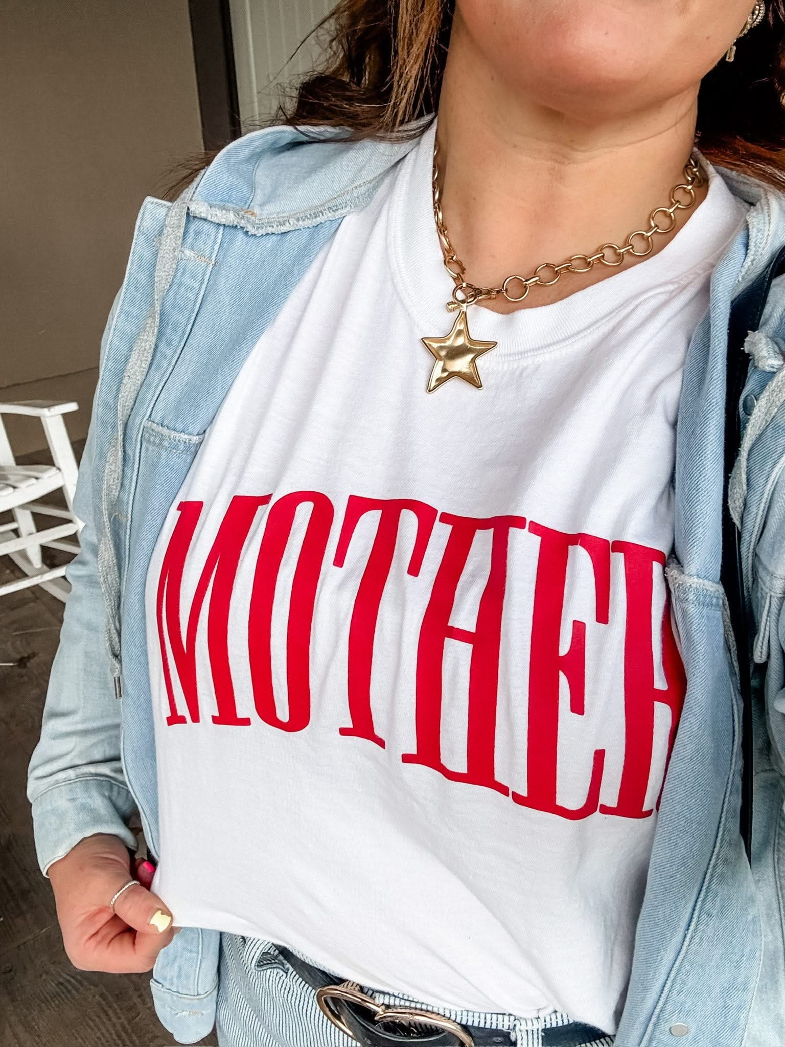 MOTHER - Red Puff Print - Comfort Colors Tee Little Mama Shirt Shop