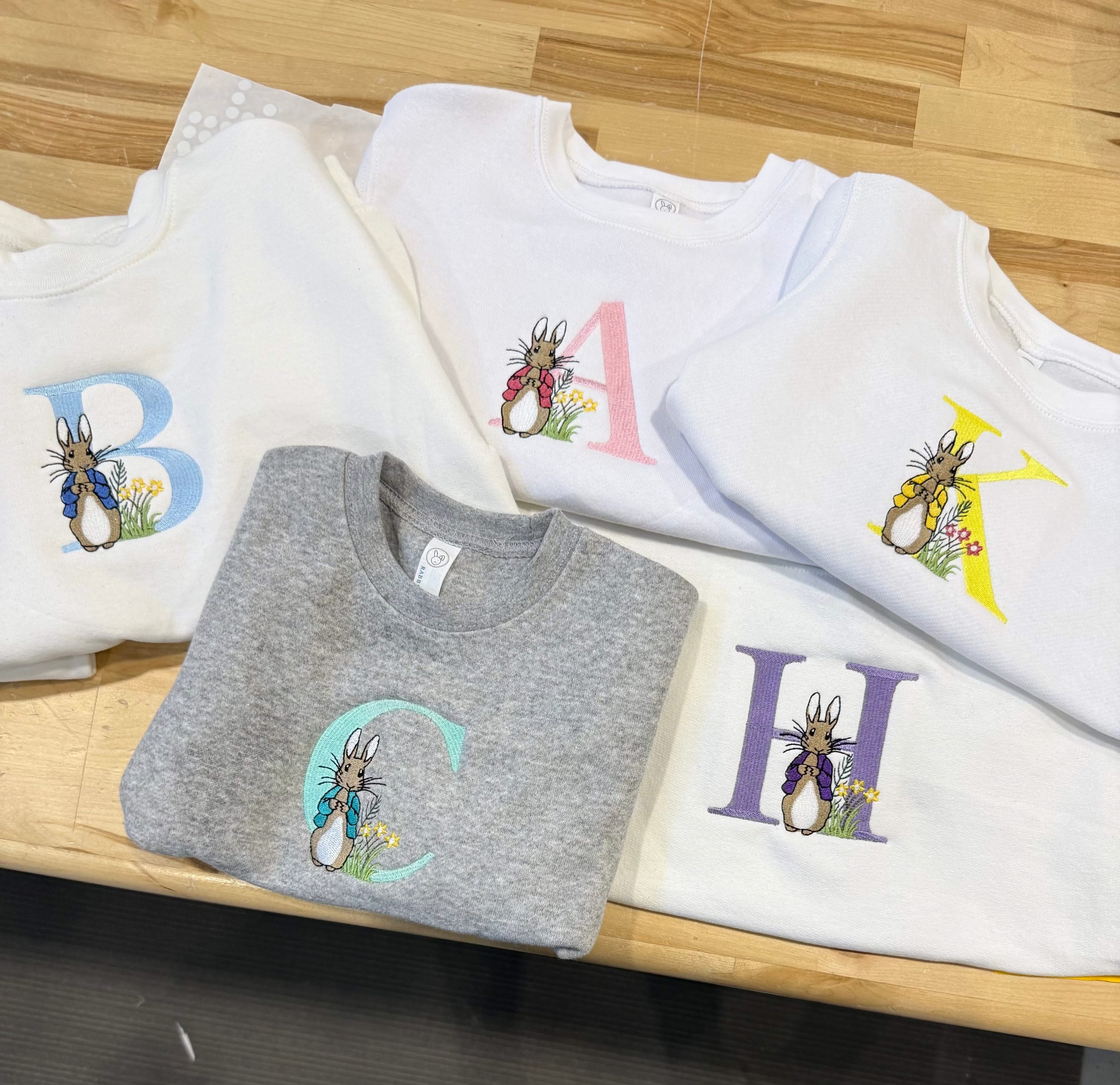 Embroidered Child Sweater - Hoppy Initials Little Mama Shirt Shop LLC