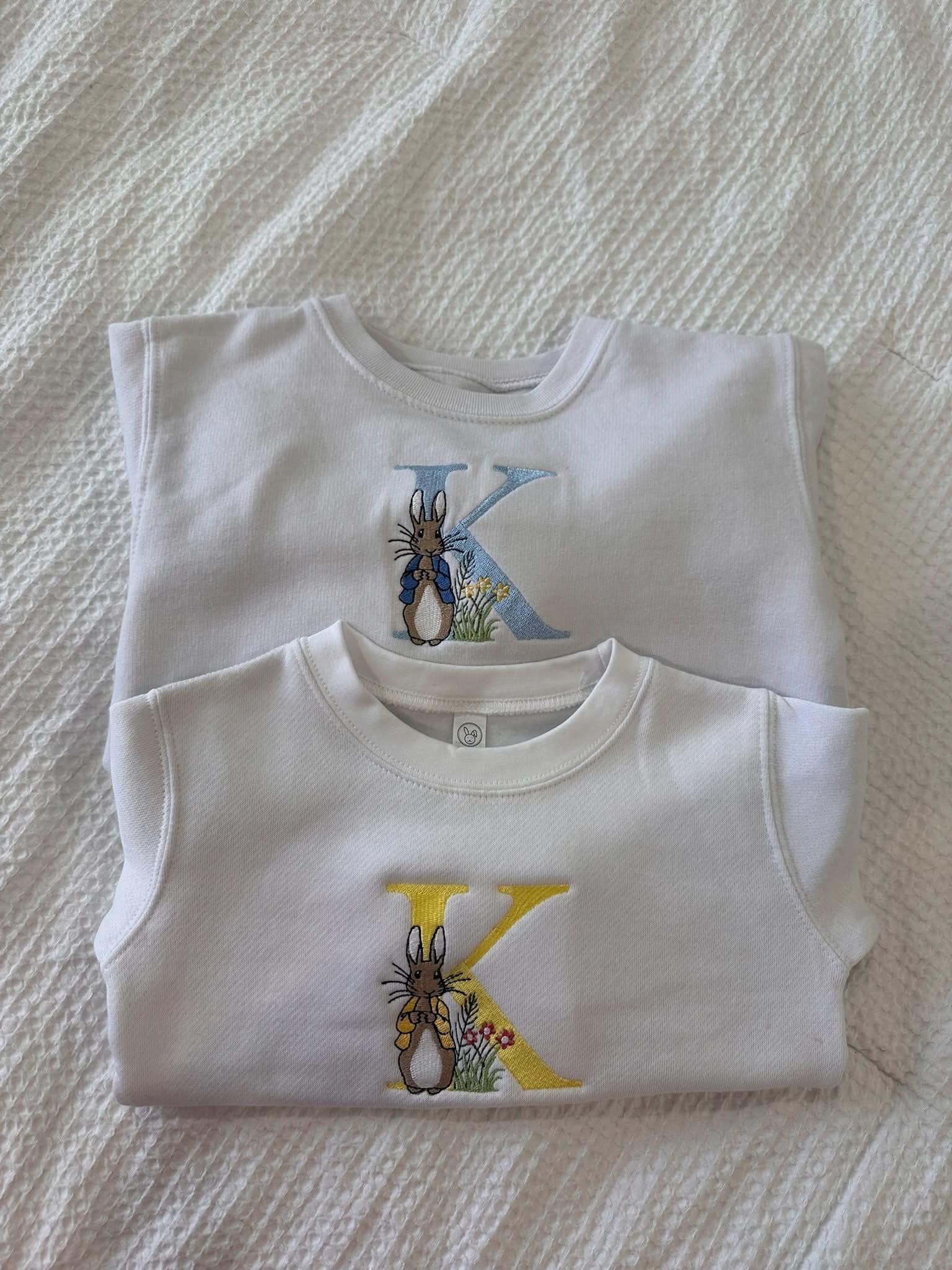 Embroidered Child Sweater - Hoppy Initials Little Mama Shirt Shop LLC
