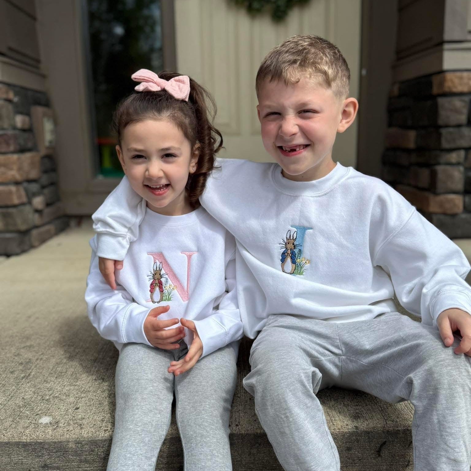 Embroidered Child Sweater - Hoppy Initials Little Mama Shirt Shop LLC