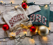 Christmas Gingham | Choose Your Name Kids Sweatshirt | Personalized Christmas Little Mama Shirt Shop LLC
