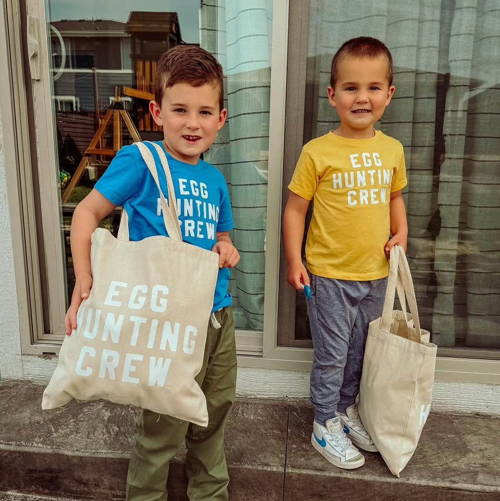 Block Font - Egg Hunting Crew - Child Tee Little Mama Shirt Shop