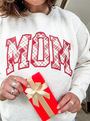 Christmas Gingham | Choose Your Name Adult Sweatshirt | Elevated Fleece Little Mama Shirt Shop LLC