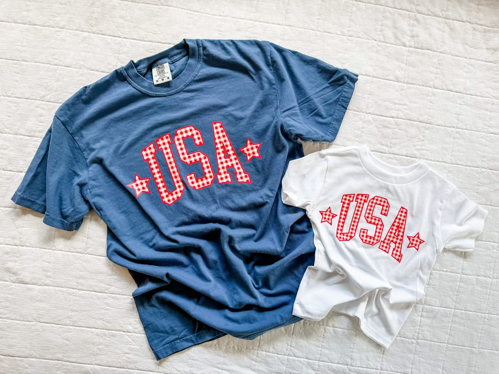 USA Gingham Tee - Mommy and Me Coordinating Tee Set - Red White & Blue Patriotic T-Shirts | Little Mama Shirt Shop (Copy) Little Mama Shirt Shop LLC