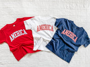 AMERICA Gingham Tee - Mommy and Me Coordinating Tee Set - Red White & Blue Patriotic T-Shirts | Little Mama Shirt Shop Little Mama Shirt Shop LLC