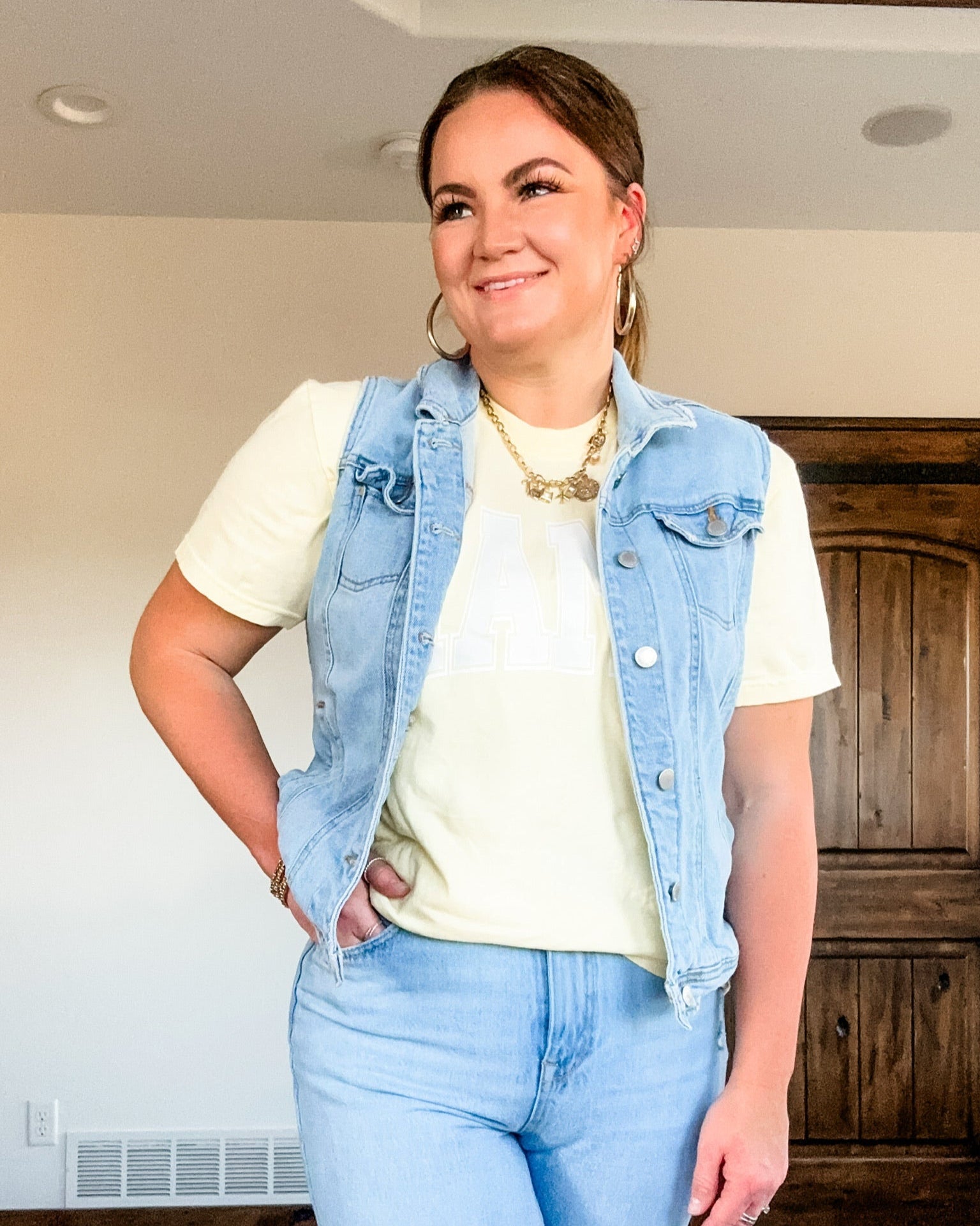 Mama - Varsity Outline - Comfort Colors Tee Little Mama Shirt Shop LLC