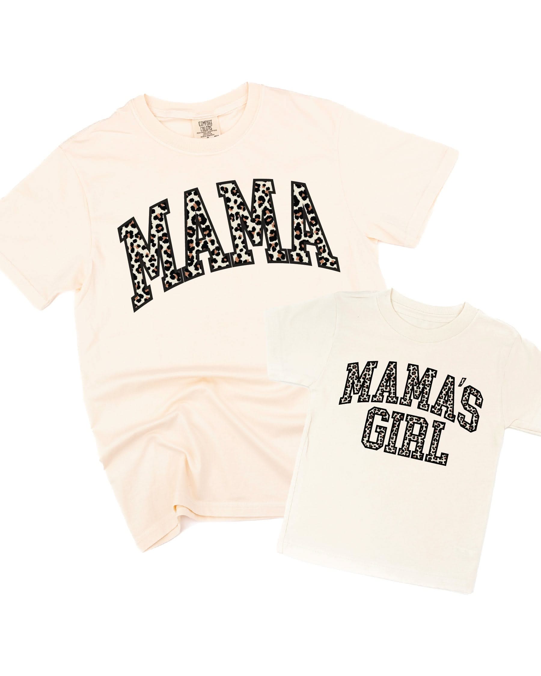 Mama & Mama's Girl (Varsity Leopard) - Set of 2 Coordinating Tees Little Mama Shirt Shop