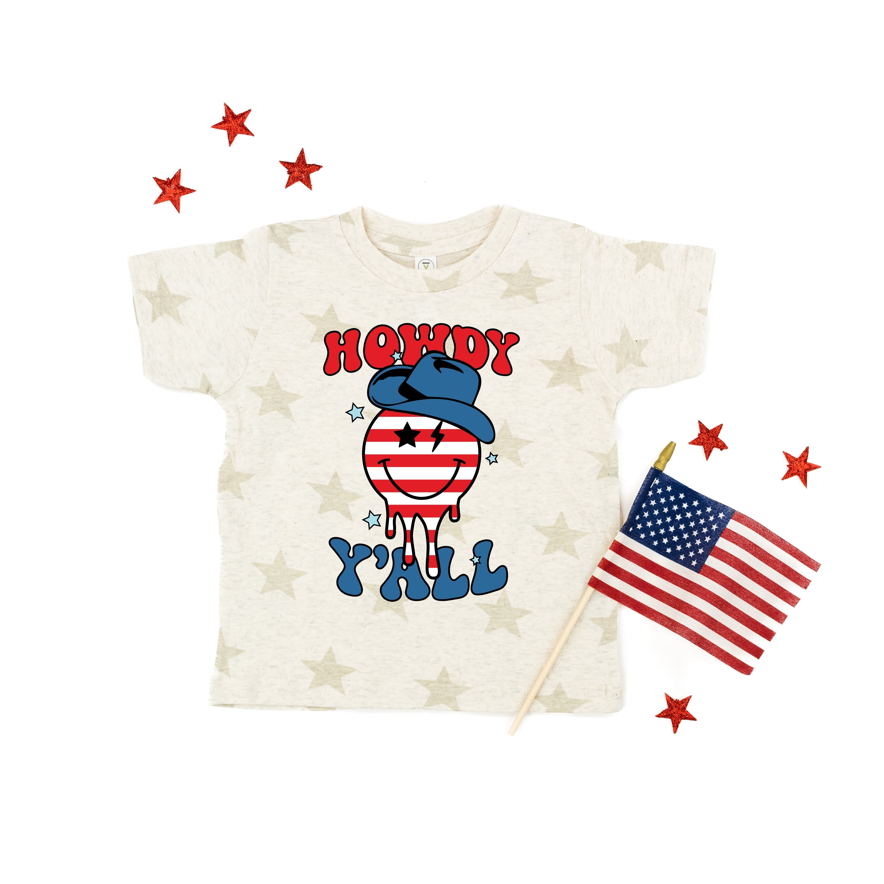 Howdy Y'all - Cowboy Smiley - Child STAR Tee Little Mama Shirt Shop