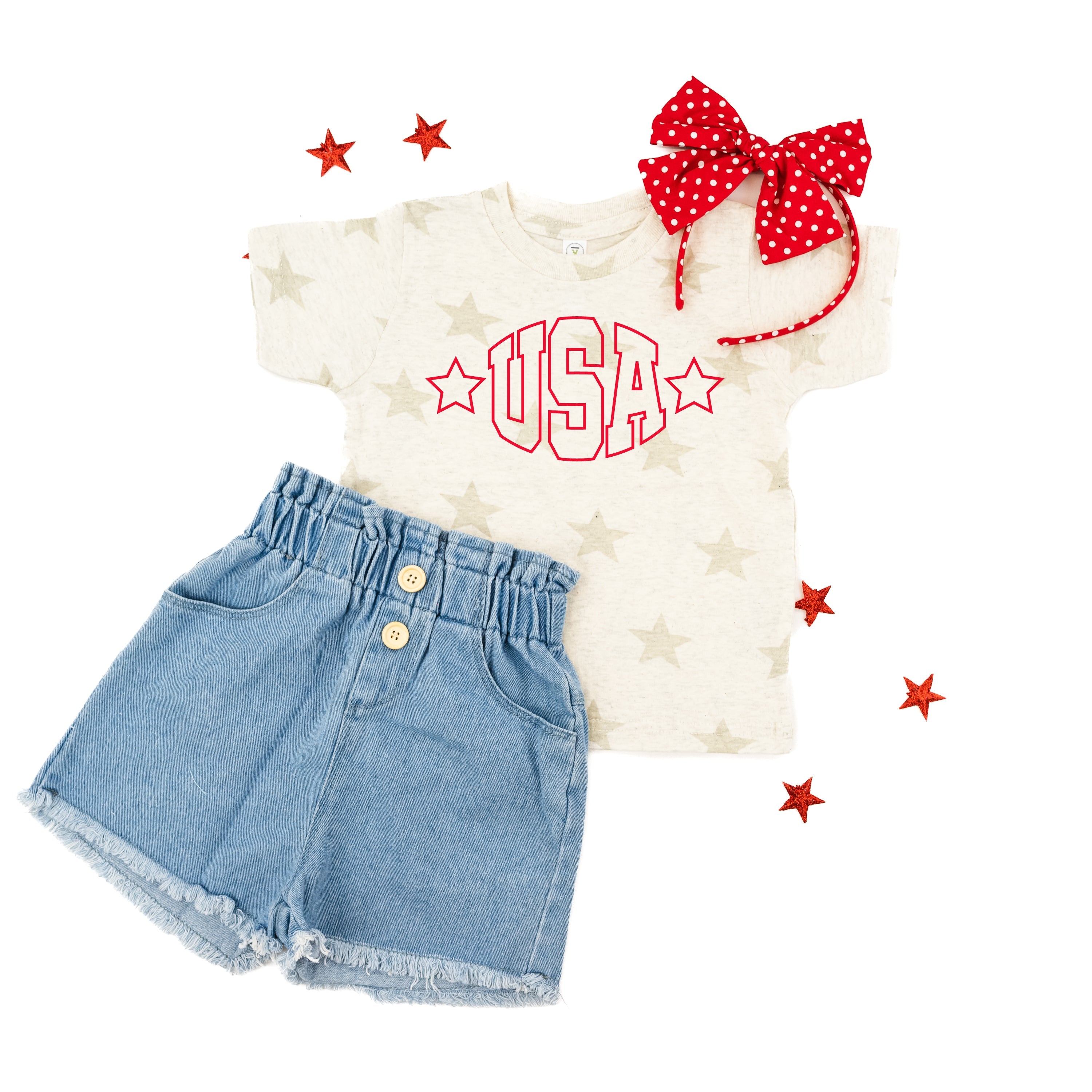 USA - Hollow Font - Child STAR Tee Little Mama Shirt Shop