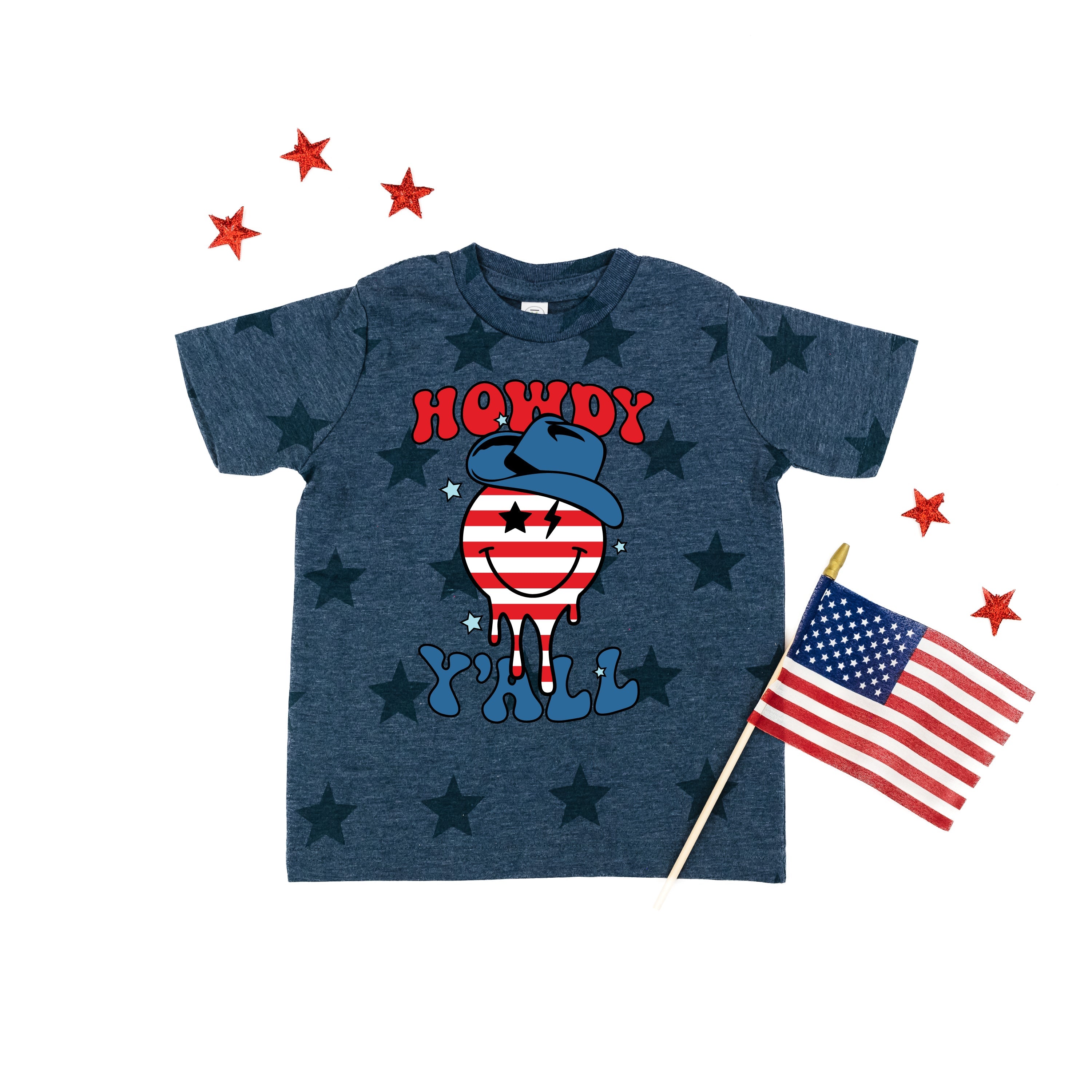 Howdy Y'all - Cowboy Smiley - Child STAR Tee Little Mama Shirt Shop