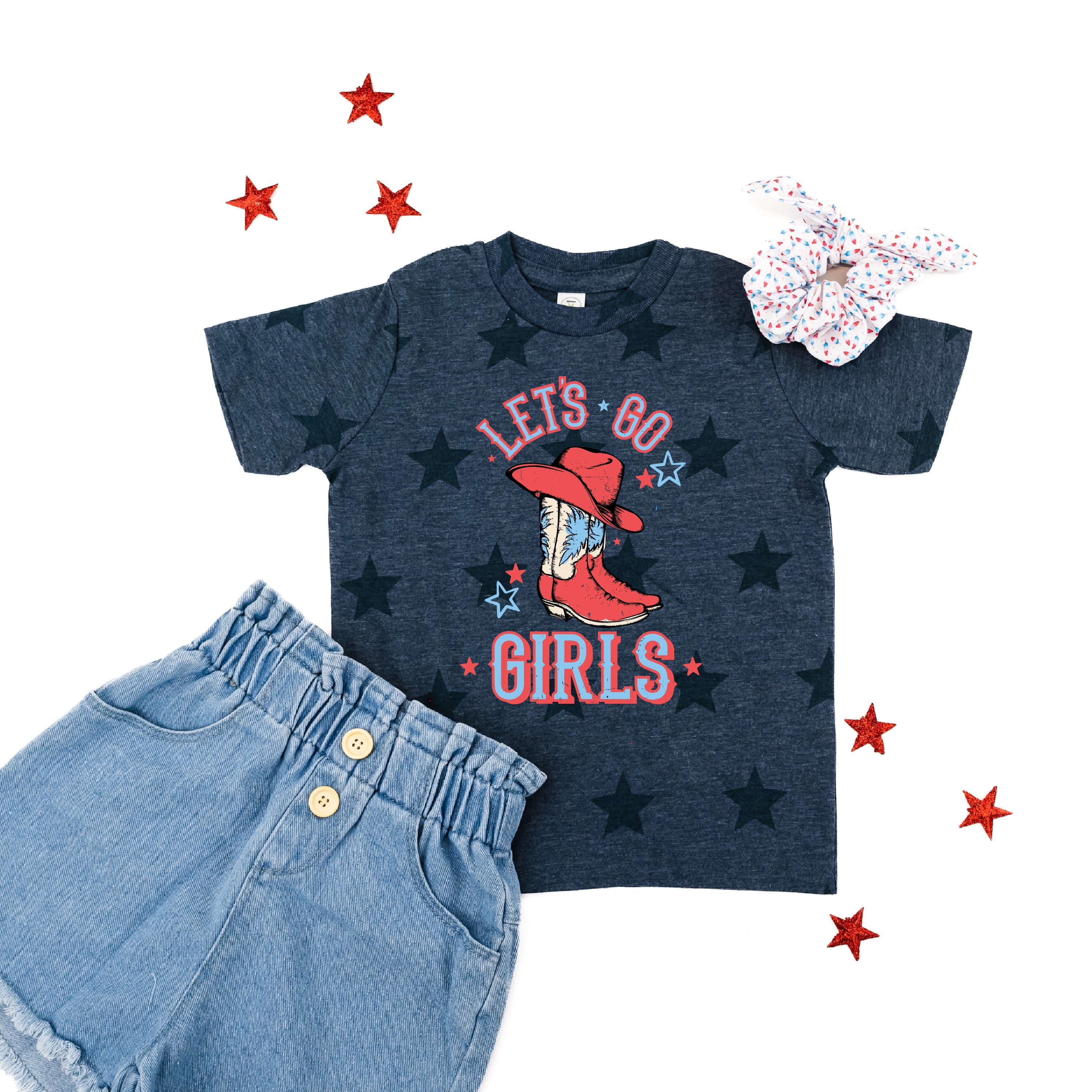 Patriotic Cowgirl - Let's Go Girls - Child STAR Tee Little Mama Shirt Shop