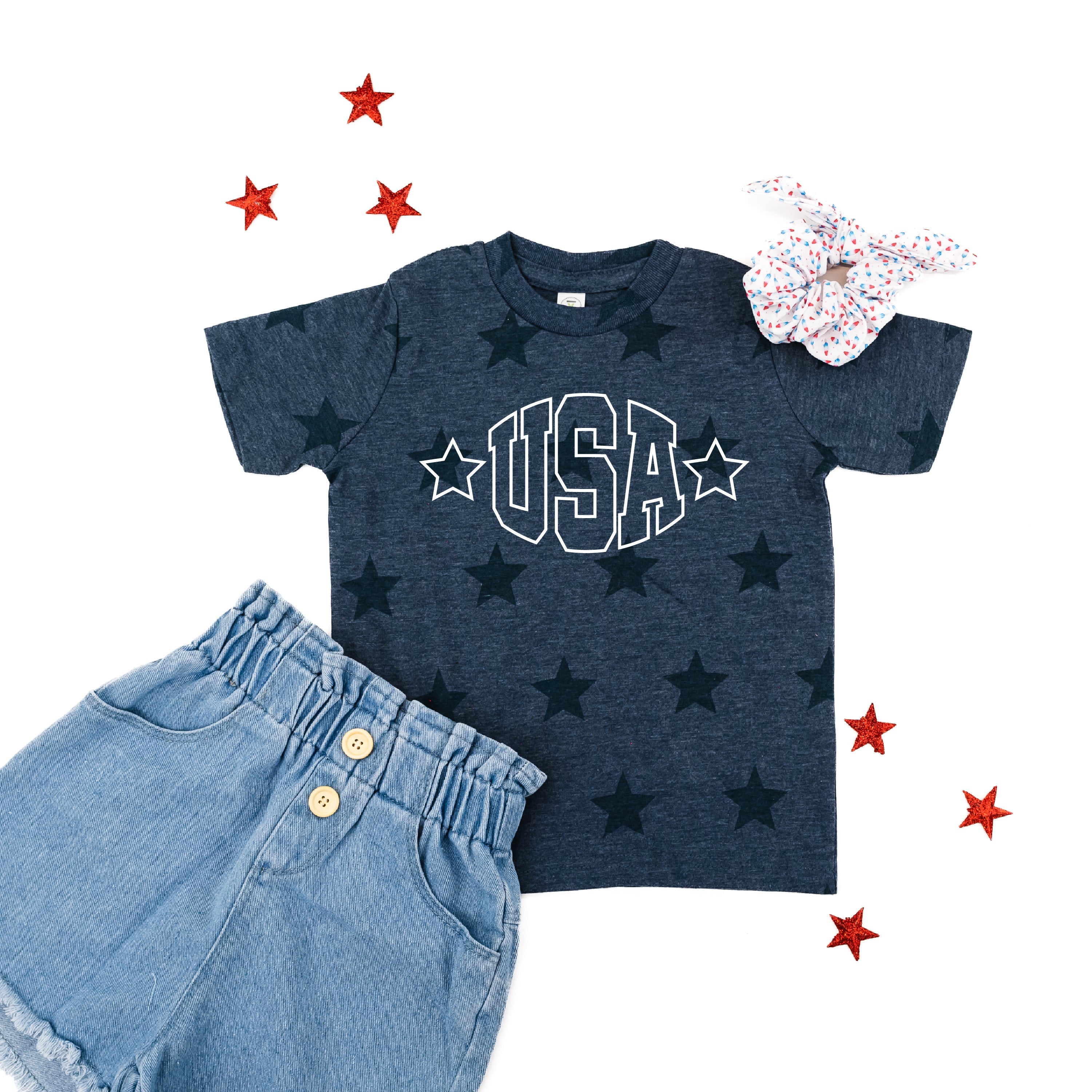 USA - Hollow Font - Child STAR Tee Little Mama Shirt Shop