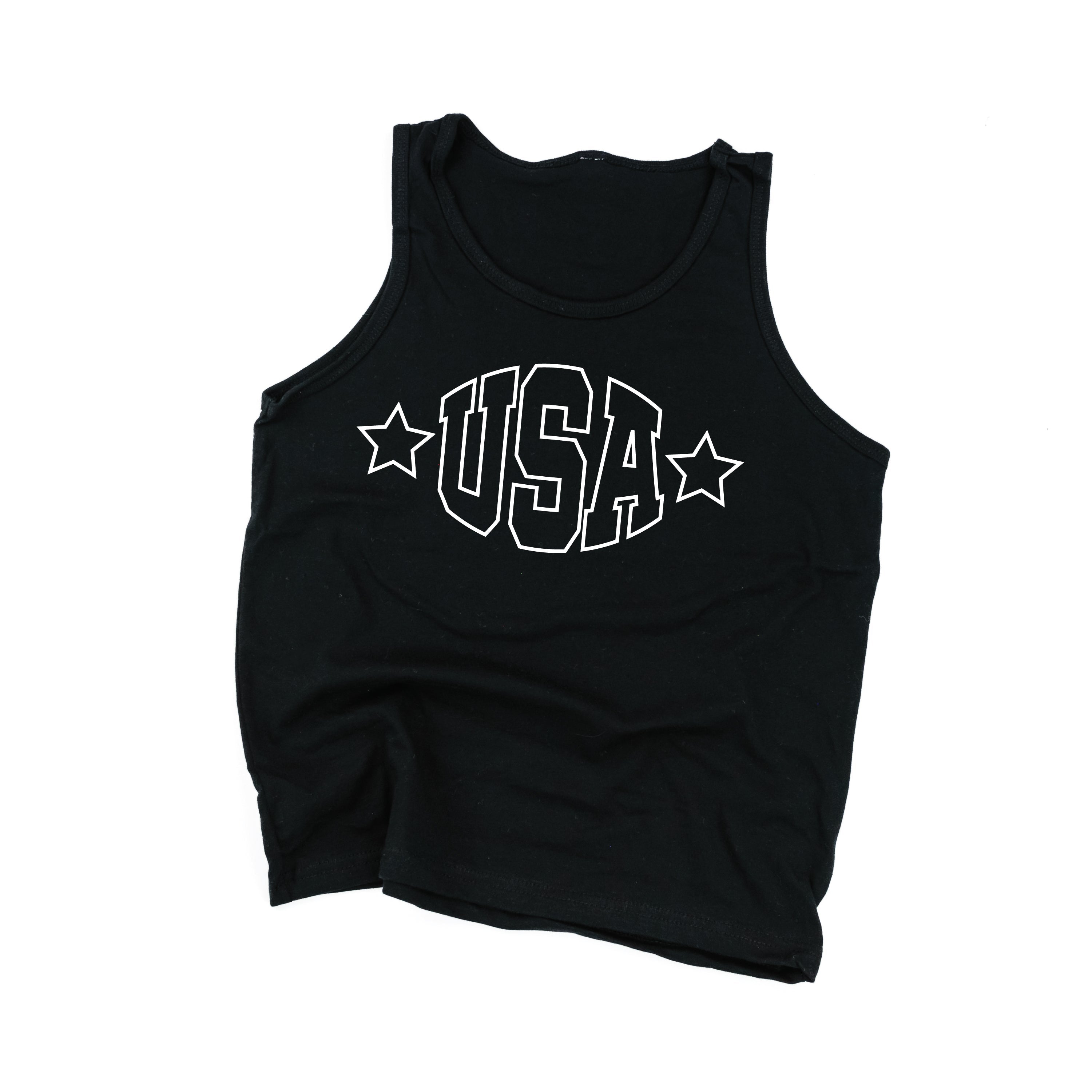 USA - Hollow Font - Child Jersey TANK Little Mama Shirt Shop