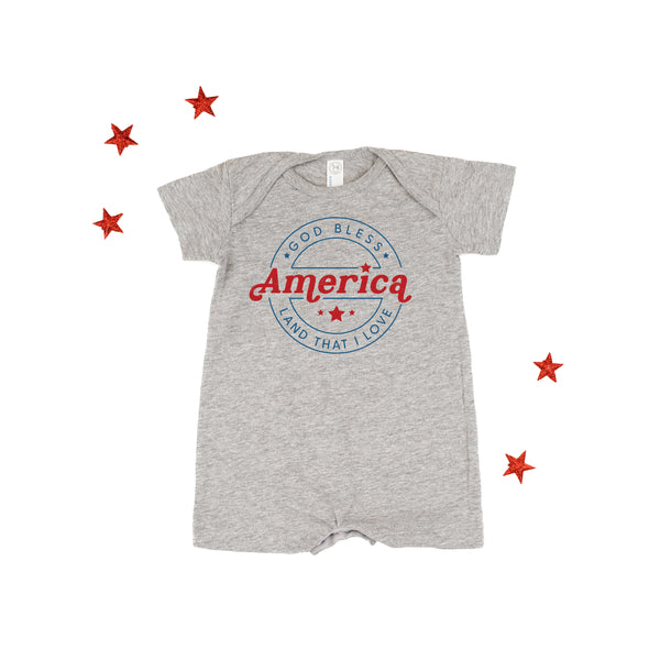 Vintage God Bless America - Short Sleeve / Shorts - One Piece Baby Romper