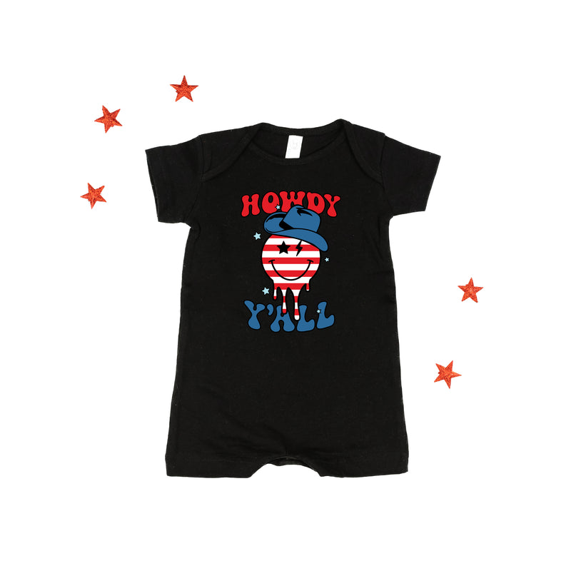 Howdy Y'all - Cowboy Smiley - Short Sleeve / Shorts - One Piece Baby Romper