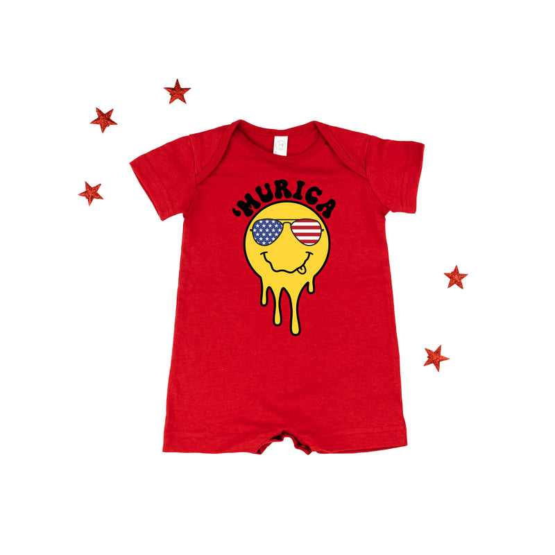 'Murica Smiley - Short Sleeve / Shorts - One Piece Baby Romper