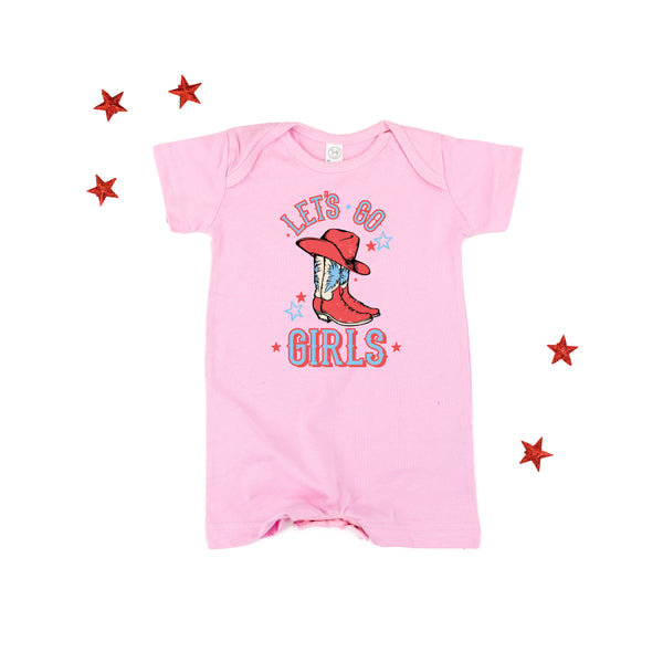 Patriotic Cowgirl - Let's Go Girls - Short Sleeve / Shorts - One Piece Baby Romper