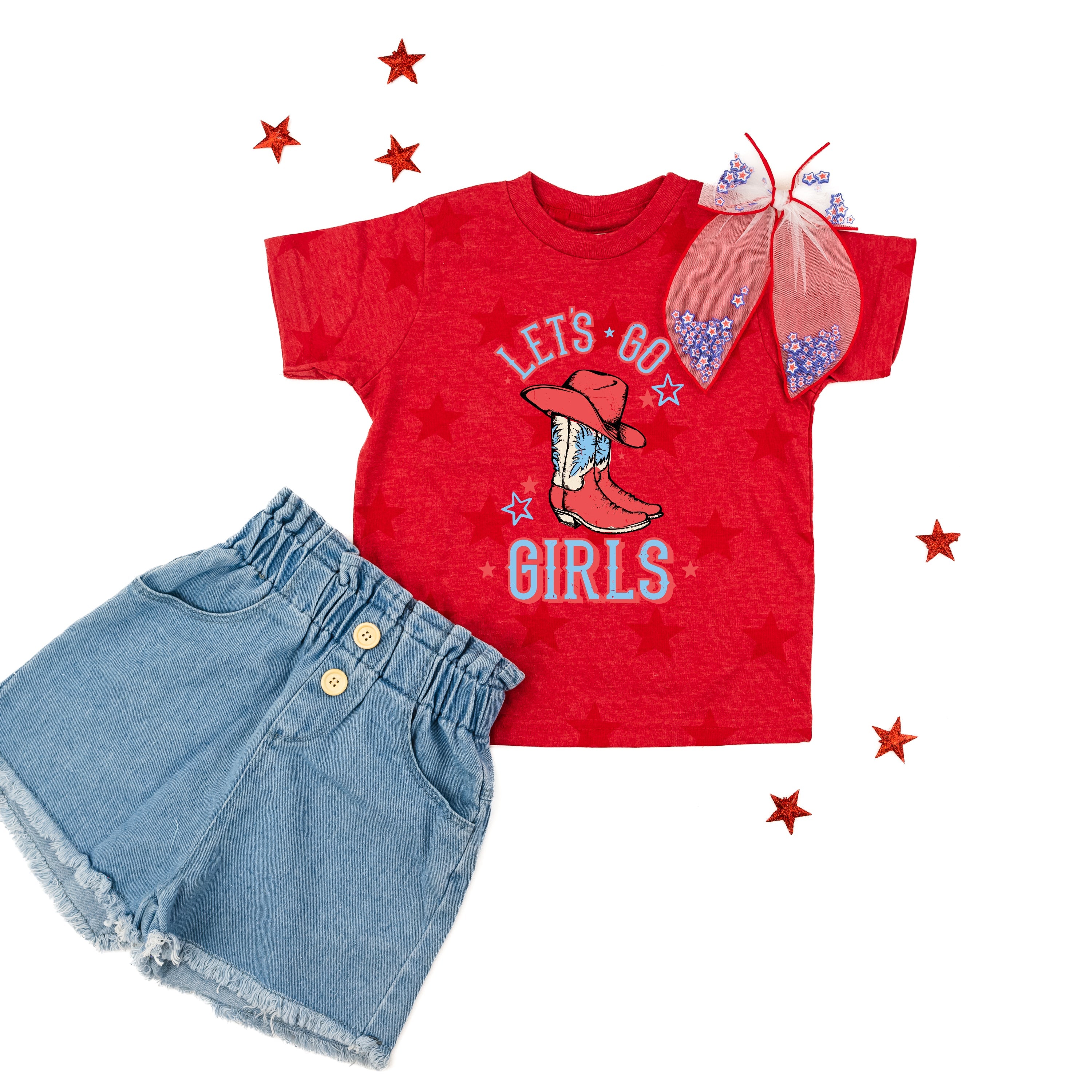Patriotic Cowgirl - Let's Go Girls - Child STAR Tee Little Mama Shirt Shop