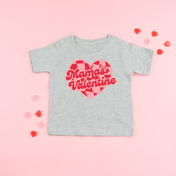 Mama's Valentine - Pink & Red Checker Heart - Child Tee