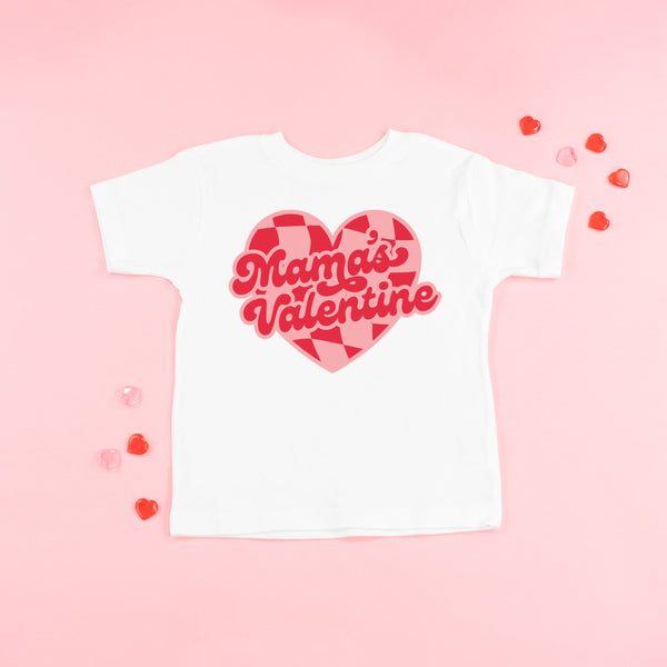 Mama's Valentine - Pink & Red Checker Heart - Child Tee