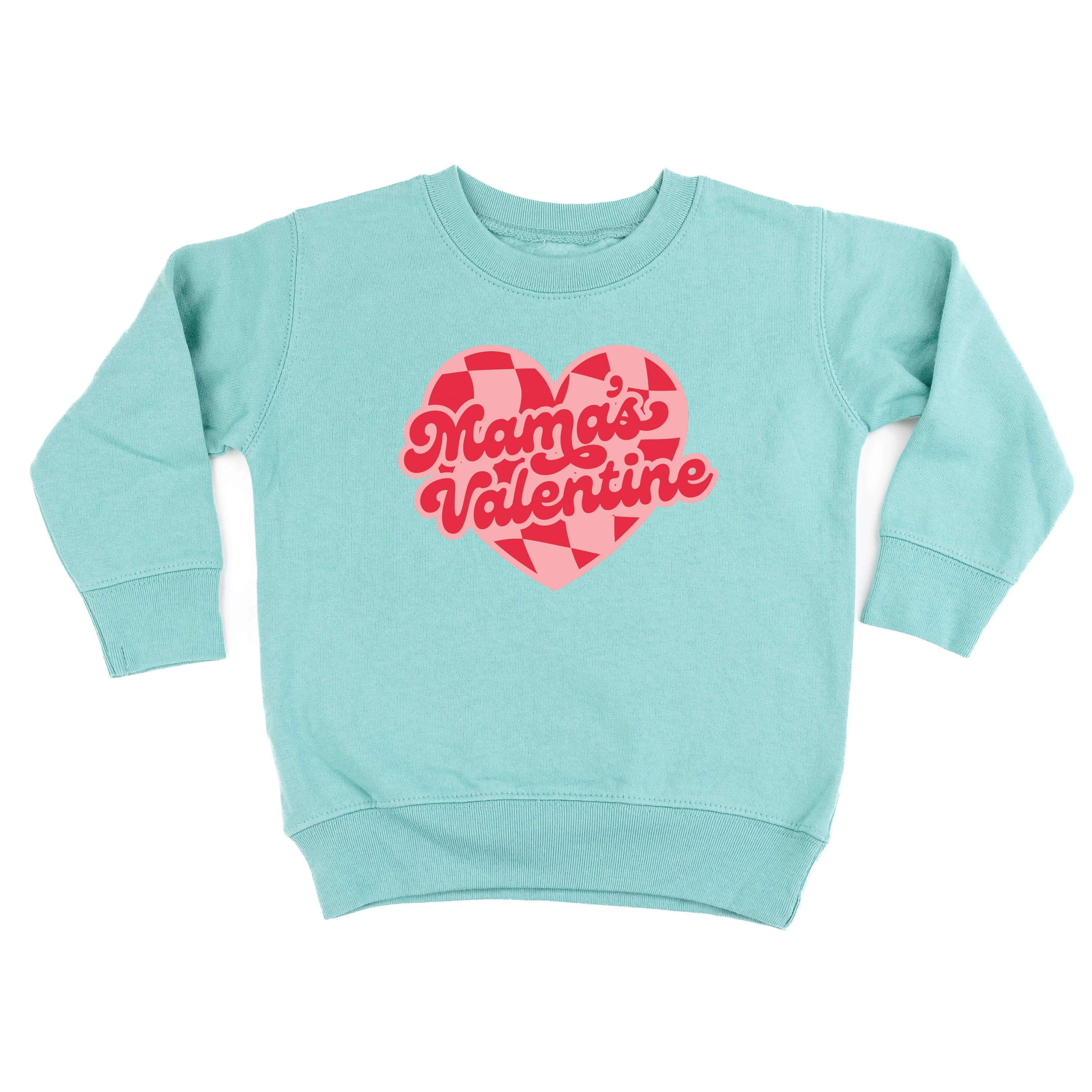 Mama's Valentine - Pink & Red Checker Heart - Child Sweater Little Mama Shirt Shop