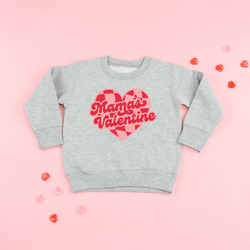 Mama's Valentine - Pink & Red Checker Heart - Child Sweater