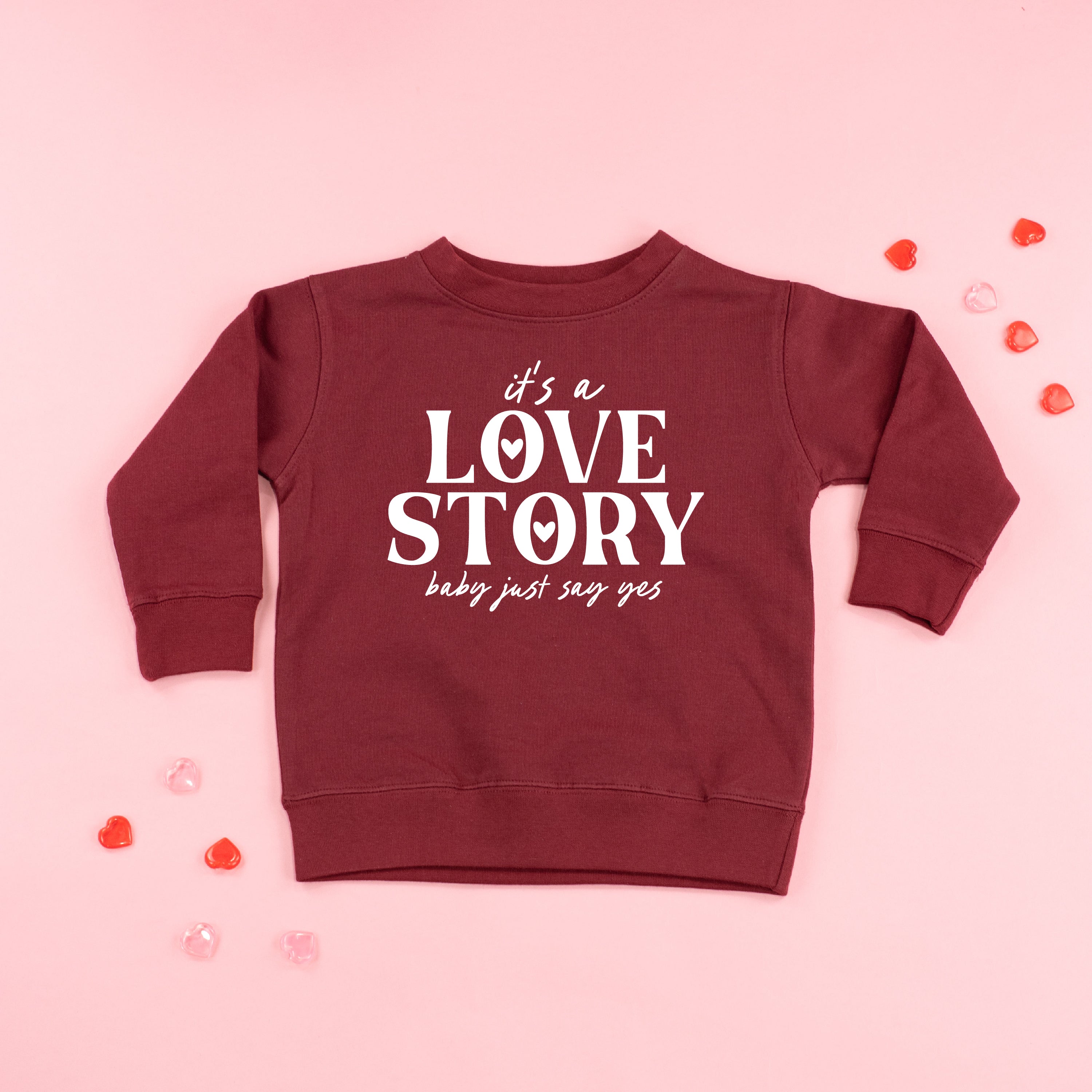 It's A Love Story Baby Just Say Yes - Child Sweater Little Mama Shirt Shop