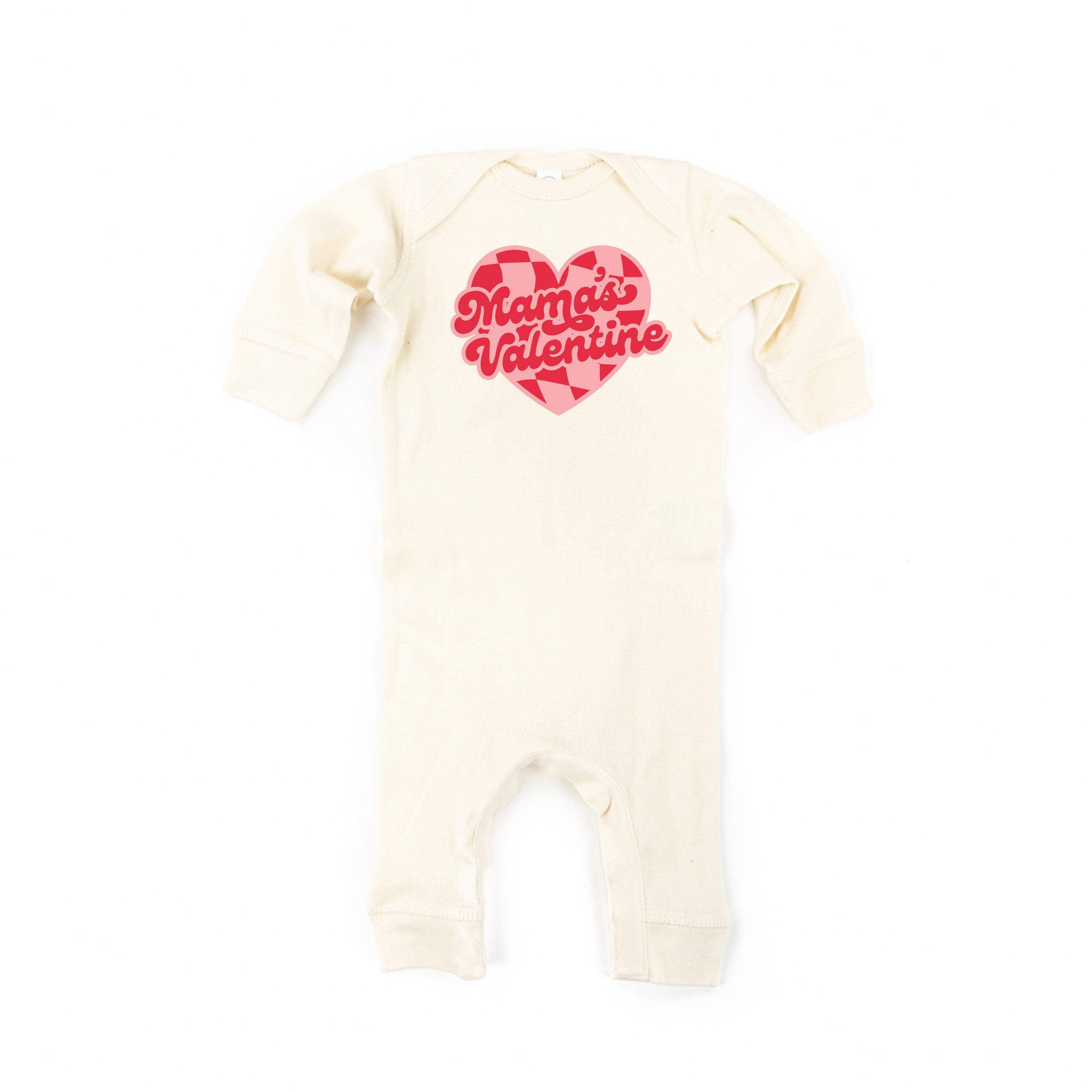 Mama's Valentine - Pink & Red Checker Heart - Baby Sleeper Little Mama Shirt Shop
