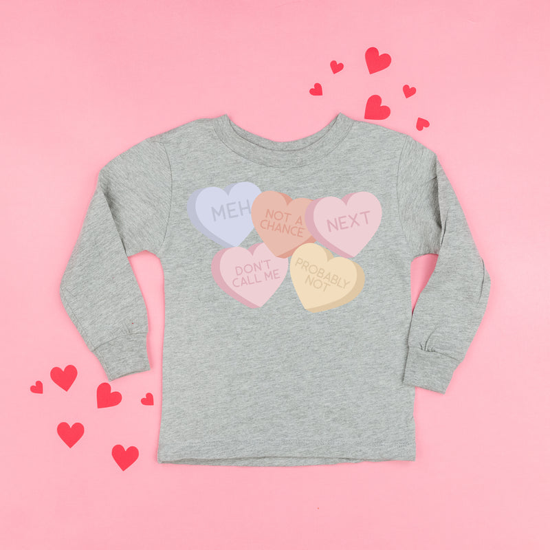 Meh - Conversation Hearts - Child LONG SLEEVE Tee