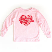 Mama's Valentine - Pink & Red Checker Heart - Child Long Sleeve Tee Little Mama Shirt Shop
