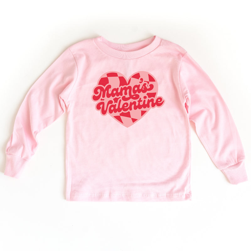 Mama's Valentine - Pink & Red Checker Heart - Child LONG SLEEVE Tee