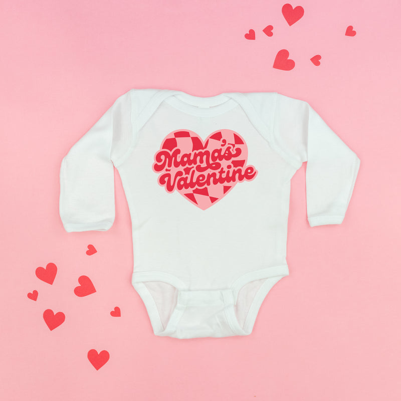 Mama's Valentine - Pink & Red Checker Heart - Child LONG SLEEVE Tee