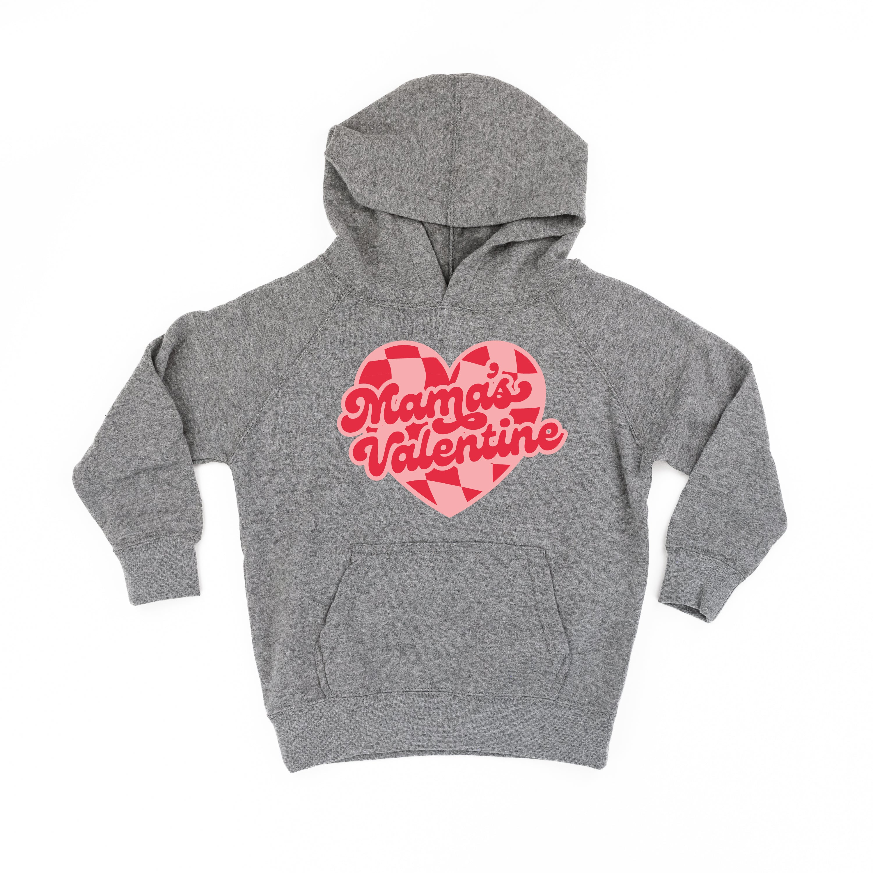 Mama's Valentine - Pink & Red Checker Heart - Child HOODIE Little Mama Shirt Shop