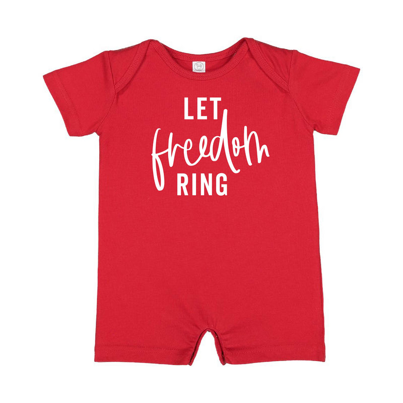 Let Freedom Ring - Script - Short Sleeve / Shorts - One Piece Baby Romper